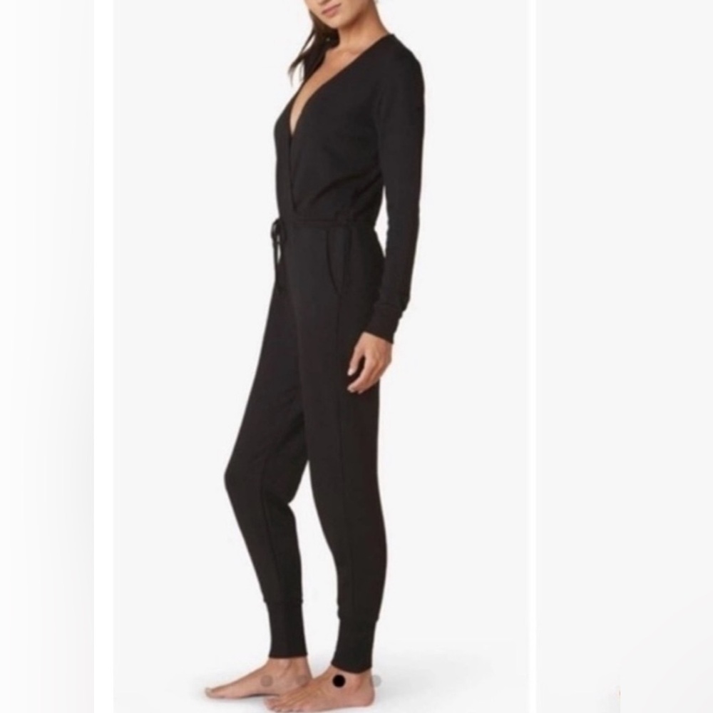 Beyond Yoga Cross Your Heart Black Fleece Jumpsuit Sz.XL Yoga SOFT Lounge